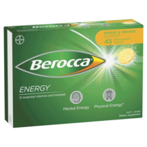 Berocca Energy Vitamin B & C Mango & Orange Flavour Effervescent Tablets 45 Pack - $98.17