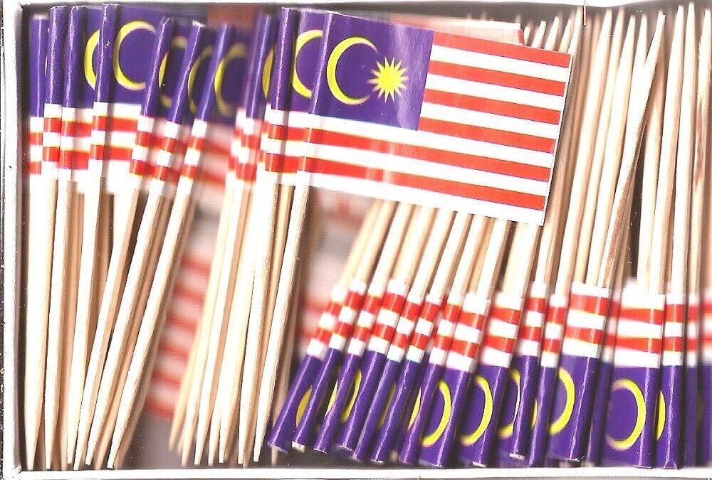 One Box of 100 Malaysia Toothpick Flags, 100 Small Mini International Flags - $7.90
