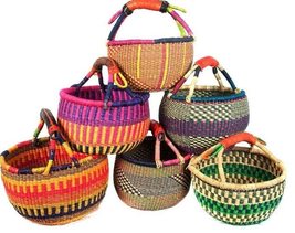 Small 9&quot;- 11&quot; Across African Bolga Ghana Basket Fair Trade toys Easter Eggs bask - £17.20 GBP