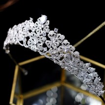 tiara nupcial Zircon Crystals Wedding Tiaras Bridal Crowns Bride Hair Accessorie - £73.26 GBP