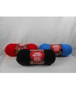 Red Heart Super Saver Yarn Lot Of 3 black blue cheery red - $266.09 MXN