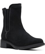 New CLARKS Maye 6M black suede zip ankle boots shoes booties comfort non... - $88.19 CAD