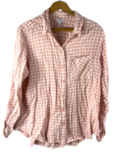 Time and Tru XL Shirt Button Down Top Pink &amp; White Gingham Check Womens Viscose - £21.86 GBP