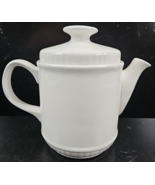 Franciscan Leeds Teapot &amp; Lid Set Vintage White Emboss Rib Handled Retro... - £30.89 GBP