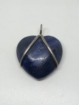 Sterling Silver 925 Heart Shaped Blue Lapis Atone Pendant - $29.99