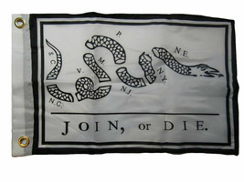 12X18 12&quot;X18&quot; Join Or Die Gadsden 100% Polyester Motorcycle Boat Flag Grommets - £14.38 GBP