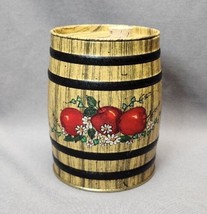 Vintage Apple &amp; Daisies Flowers Barrel Confection Candy Tin with Cork Ca... - $17.82