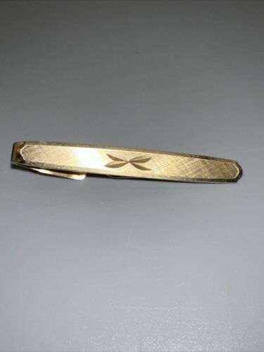 Primary image for Vintage Classy Swank Tie Clip Gold Tone Etched Design