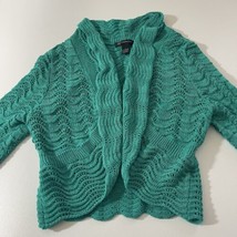 INC Sweater Womens Sz L Green Knit Open Front Cardigan Cropped Ladies 2545 - $19.22