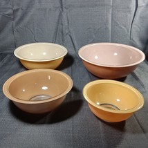 Vintage Pyrex Peach Pink Rainbow 4 pc Mixing Nesting Bowl Set 322 323 325 326 - £66.81 GBP
