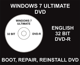 Windows 7 Ultimate, Repair, Reinstall, Restore DVD, 32 Bit, Bootable - £42.66 GBP