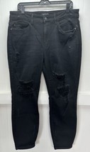 Judy Blue Littleton High Waist Boyfriend Jeans 16W Black Denim Distressed Plus - £36.17 GBP