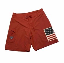 Columbia PFG Fish Series Boardshorts American Flag Salmon Red Mens 36 UP... - $13.55