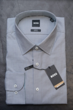 Hugo Boss Men&#39;s Max Sharp Fit Easy Iron Stretch Cotton Dress Shirt 41 16 32/33 - £51.93 GBP