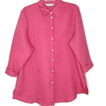 Allison Daley Womens Size 16 Blouse 3/4 Sleeve Button Front Collared Solid Pink - £11.16 GBP