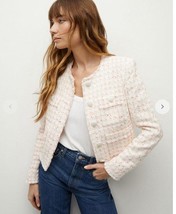 2024 AUTHENTIC VERONICA BEARD OLBIA TWEED JACKET $598 Off White COral - £204.09 GBP