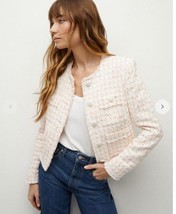 2024 AUTHENTIC VERONICA BEARD OLBIA TWEED JACKET $598 Off White COral - £171.33 GBP