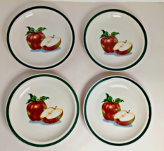(4) Main Stays Home Ceramic - Salad Serving Plates - Apple Design - Farmhouse - £31.80 GBP