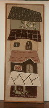 Houses Embroidery Applique Finished Framed Picture 13.5&quot; x 34&quot;  - £19.35 GBP
