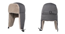 Gray Russian Ushanka Aviator Hat for Men Women Snow Hat with Ear Flaps - £31.96 GBP