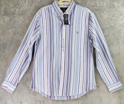 Ralph Lauren Shirt Mens Large Striped Slim Fit Oxford Button Down Long S... - $61.37