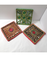 Lot of 3 Square Rattan Wicker Raffia Woven Straw Hot Pad Trivets 7&quot; x 7&quot; - $638.76 MXN