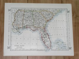 1921 Antique Map Of Florida Georgia South Carolina New York Maine Virginia - £21.29 GBP