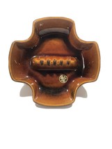 Vintage Sequoia Ware 7005 USA Brown Wood Glazed Ceramic Ashtray Berkeley Tag - £7.48 GBP