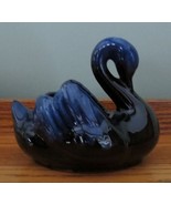 Blue Mountain Pottery BMP Black Cobalt Blue Drip Glaze Swan Planter - £11.79 GBP