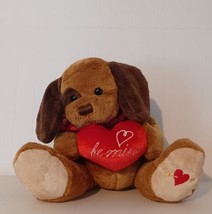 Golden Bear Co. 7&quot; Tan And Brown Puppy W/ Heart &quot;Be Mine&quot; Valentines Plush  - £7.59 GBP