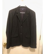 Lands End Womens SZ 14 Striped 2 Button Blazer w/ Pockets Poly Blend - €12,88 EUR