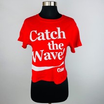 Coca Cola Soda Pop Catch The Wave Women&#39;s Small S Cropped Short Sleeve T-Shirt - £13.47 GBP
