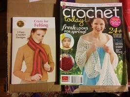 016 2011 Crochet Today Magazine &amp; Crazy FOr Felting Lion Brand Yarn Designs - £7.18 GBP