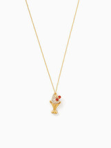 Kate Spade Gold Plate Ice Cream Sundae Pave Crystals Pendant Necklace Novelty  - £71.21 GBP