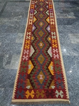 2x10 Multicolor Handwoven Afghan Traditional Flatweave Wool Kilim Runner Rug - £191.46 GBP