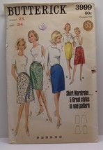 VTG Butterick 3999 Pattern Skirt Wardrobe Waist 25 Hip 34 - £15.12 GBP