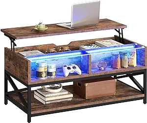 Lift Top Coffee Table, Led Coffee Table With Hidden Compartment And Stor... - $213.99