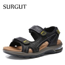 Men Leather Sandals High Quality Large Size Men Beach Sandals Fashion Air Cushio - £49.17 GBP