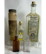 Vtg Mixed Lot Of 5 Medical Medicinal Spice Cooking Extract Glass Bottles - £40.02 GBP