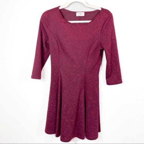 Primary image for EVERLY Burgundy Paisley Lace Print Dress Size S