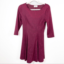 EVERLY Burgundy Paisley Lace Print Dress Size S - £15.55 GBP