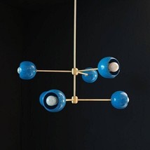 handcrafted Modern Brass 6 Light Blue Ball Sputnik Chandelier decor for celling - £219.19 GBP
