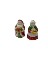 Vtg &#39;95 Avon Santa &amp; Mrs Claus Christmas Ceramic Salt &amp; Pepper Shakers C... - $15.13