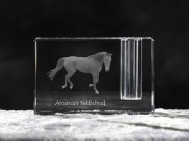 American Saddlebred, crystal pen holder with horse, souvenir, decoration - £39.08 GBP