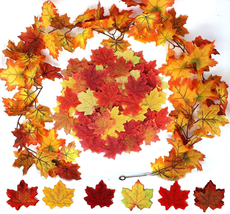 240 Pcs Assorted Artificial Maple Leaves Mixed Fall Colored Fake NEW - £16.42 GBP