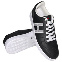 NWT TOMMY HILFIGER MSRP $119.99 MEN&#39;S BLACK LEATHER LACE UP SNEAKERS SIZ... - £36.76 GBP