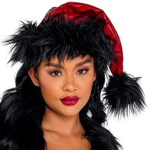 Bad Santa Hat Vinyl Faux Fur Trim Christmas Holiday Costume Red Black C201 - £16.11 GBP