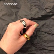 Peri&#39;sBox Trendy Gold Sliver Color Metal Geometric Rings Minimalist Solid Circle - £8.02 GBP
