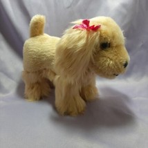 Cocker Spaniel Plush Stuffed Animal  11 Inch Battat Brand, Tan Pink Bow - $13.84