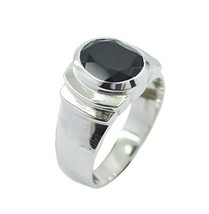Jaipur 925 Sterling Silver Adorable Genuine Black Ring, Black Onyx Black Stone S - £14.30 GBP